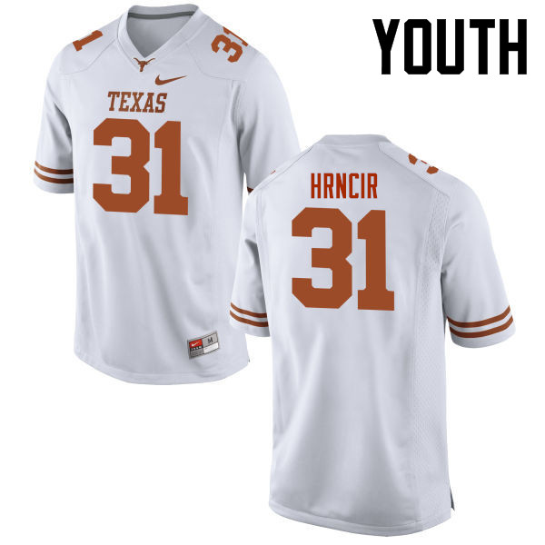 Youth #31 Kyle Hrncir Texas Longhorns College Football Jerseys-White